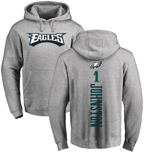 Men Philadelphia Eagles 1 Cameron Johnston Ash Backer NFL Pullover Hoodie Sweatshirts